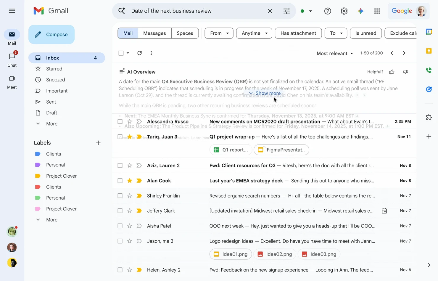 Reference picture: Gmail search with filter chips, 2026