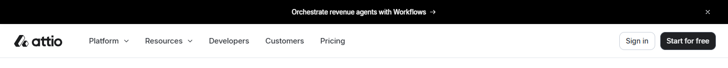 Attio Navigation bar: Orchestrate revenue agents with Workflow