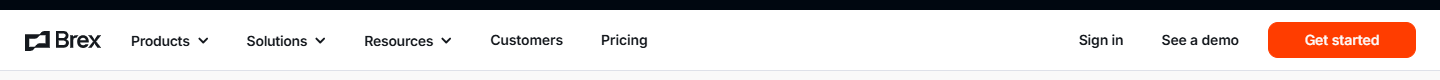 Brex Navigation bar: Products
