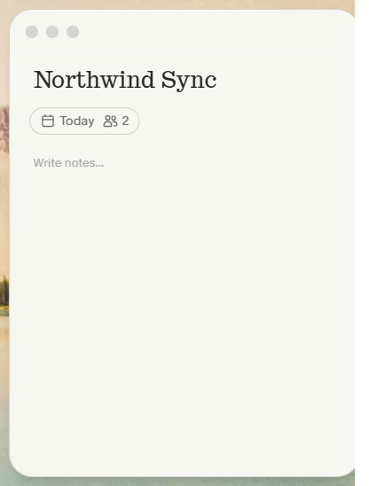 Granola Cards and panels: Northwind Sync