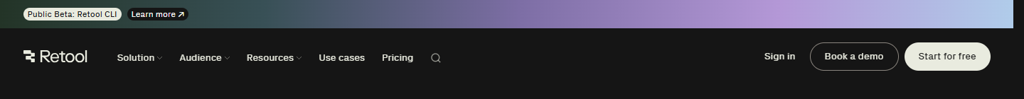 Retool Navigation bar: Public Beta: Retool CLI