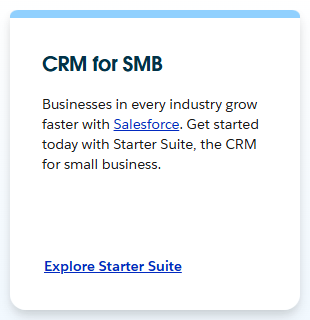 Salesforce Cards and panels: CRM for SMB