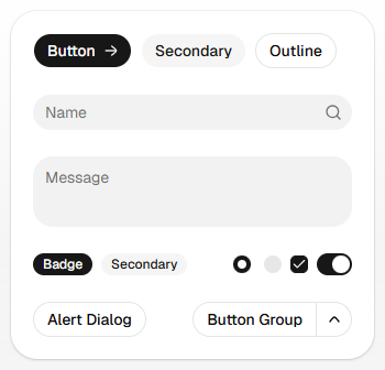 shadcn/ui Cards and panels: Button