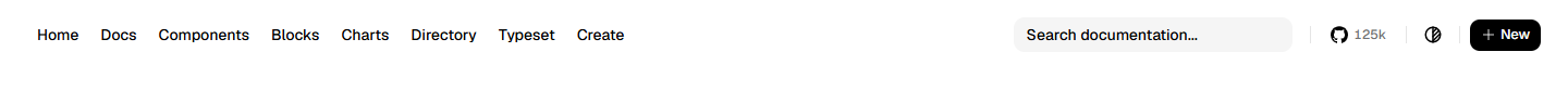 shadcn/ui Navigation bar: Home
