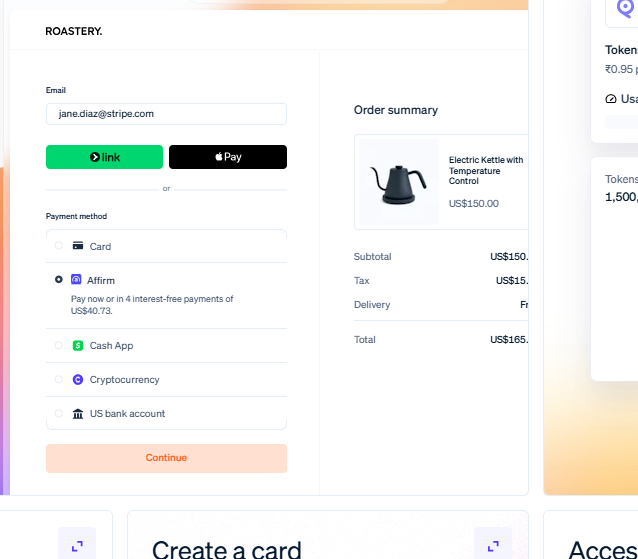 Stripe Cards and panels: Email
