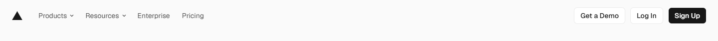 Vercel Navigation bar: Products