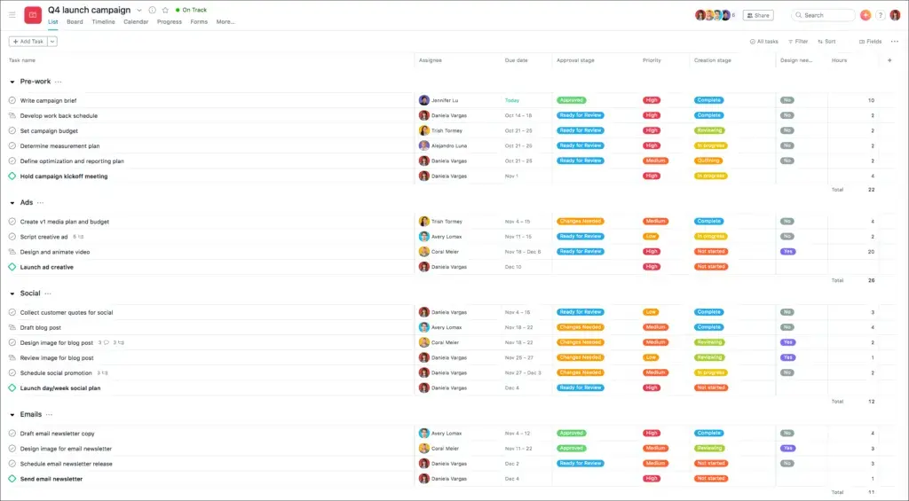 Asana product screen: Introducing the new project List View: More clarity, less clutter - The ...
