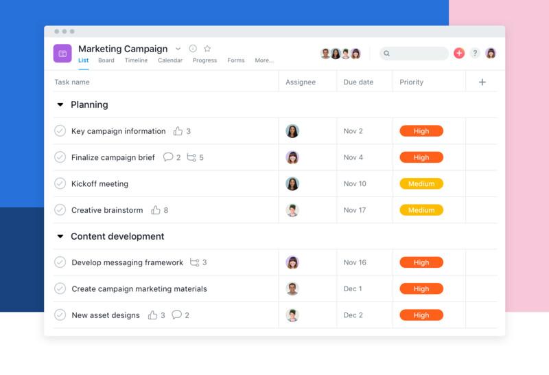 Asana product screen: Introducing the new project List View: More clarity, less clutter - The ...