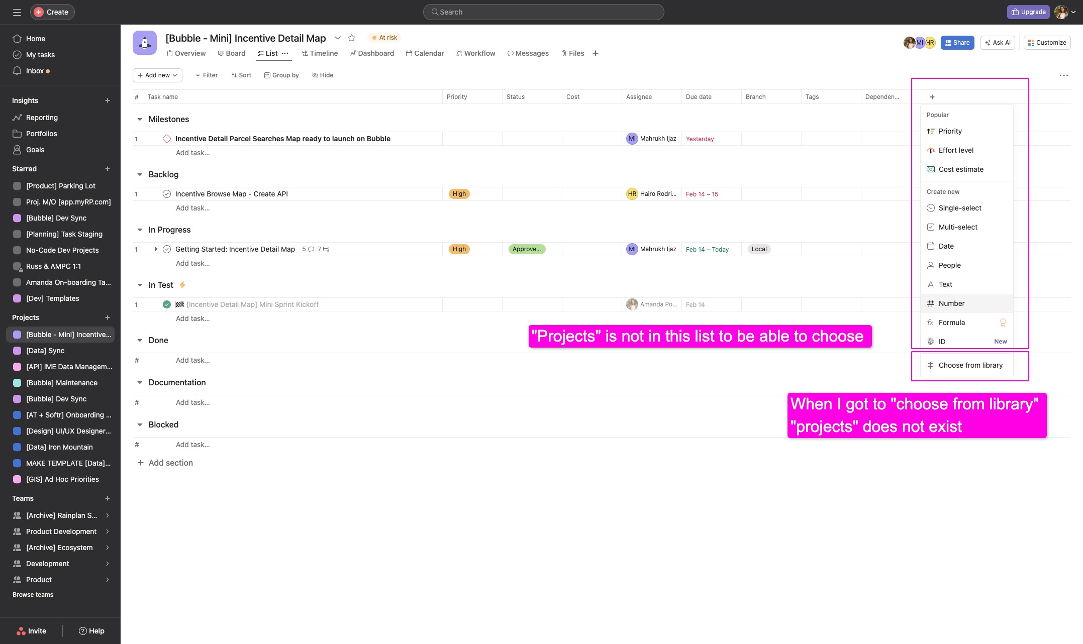 Asana product screen: List View: Display "Projects" - Ask the Community - Asana Forum