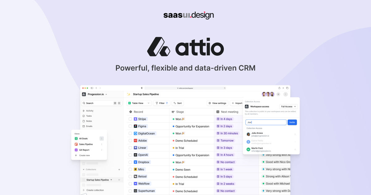 Attio product screen: Attio | UI, UX Design | SaaS | Application Design | saas ui