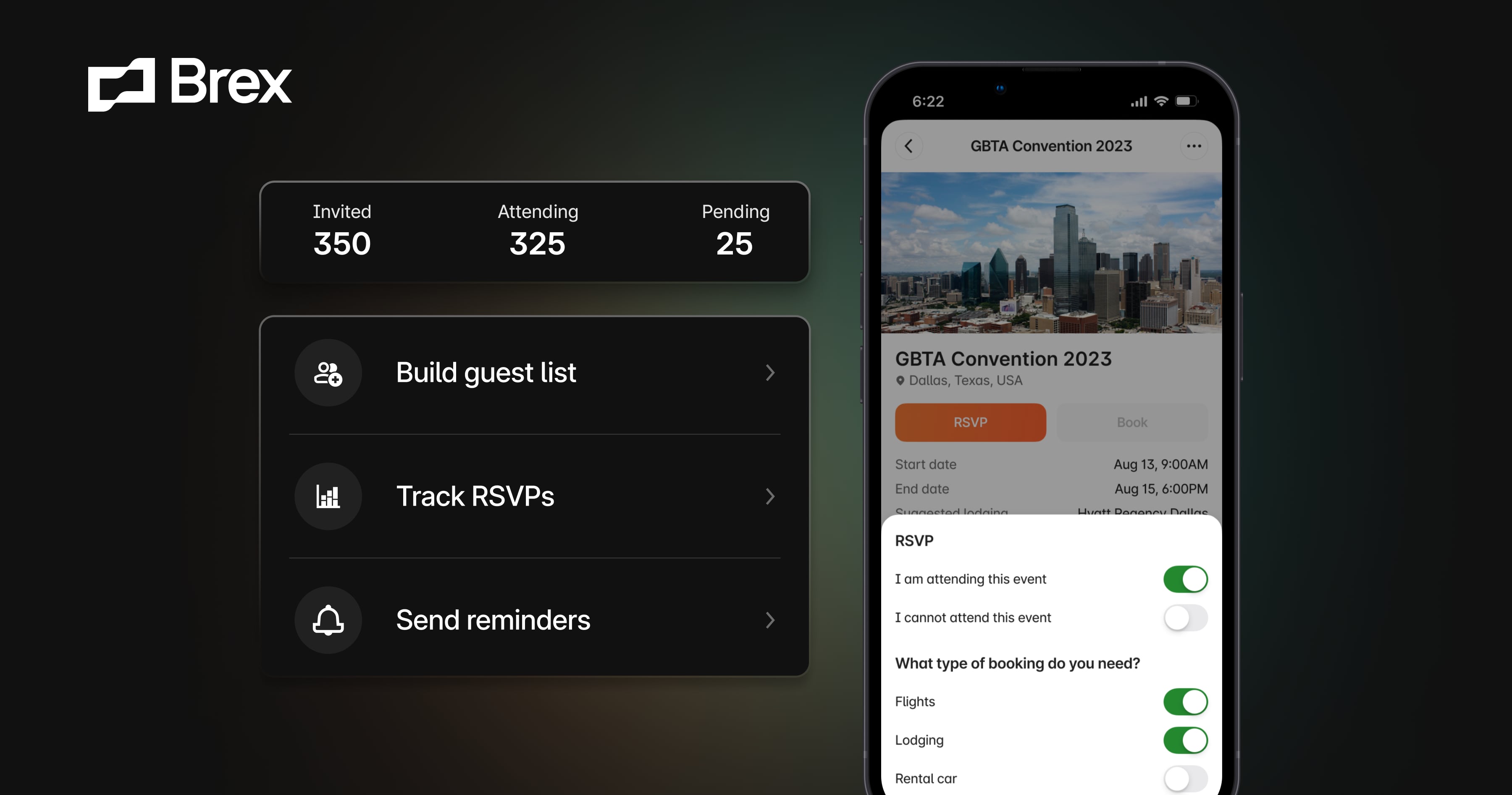 Brex product screen: Brex Expands Travel Solution with the Launch of Group Events
