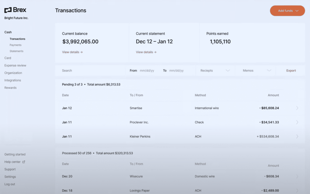 Brex product screen: Brex Cash Review | Business Bank Account, Alternatives 2023