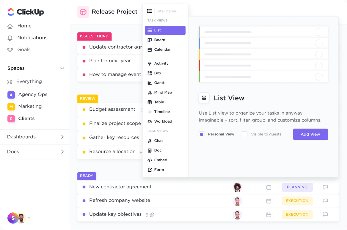 ClickUp product screen: How to Build a CRM Database to Serve Your Customers Better | ClickUp