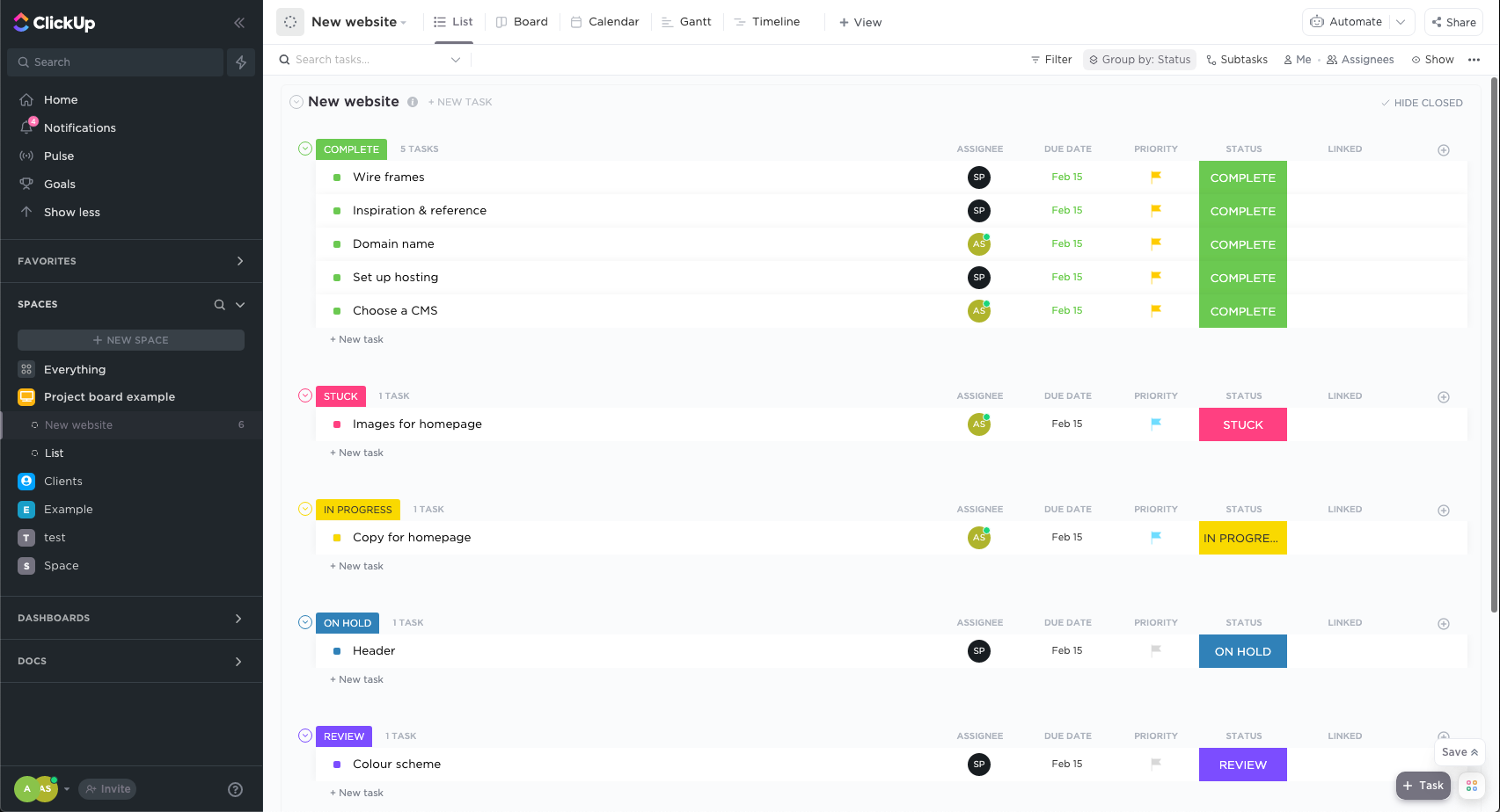 ClickUp product screen: ClickUp Views: What They Are and How to Use Them
