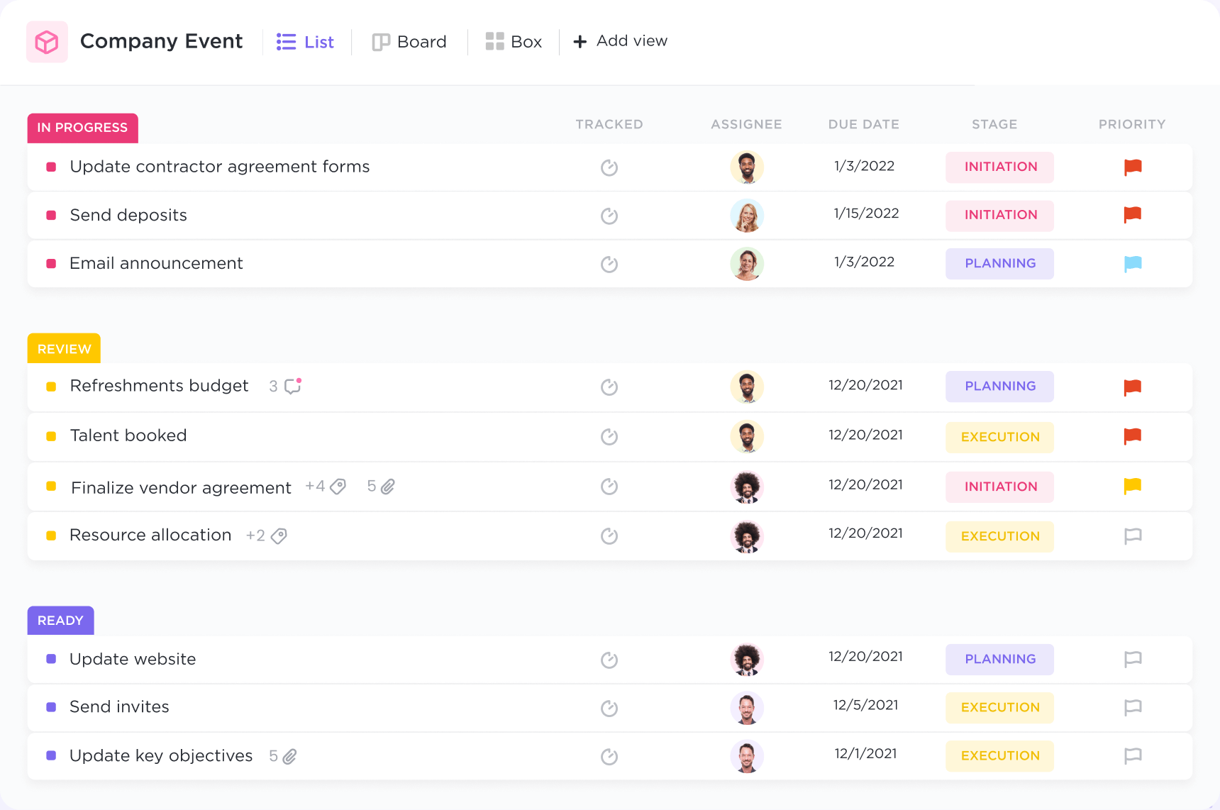 ClickUp product screen: ClickUp™ - View your work, your way.