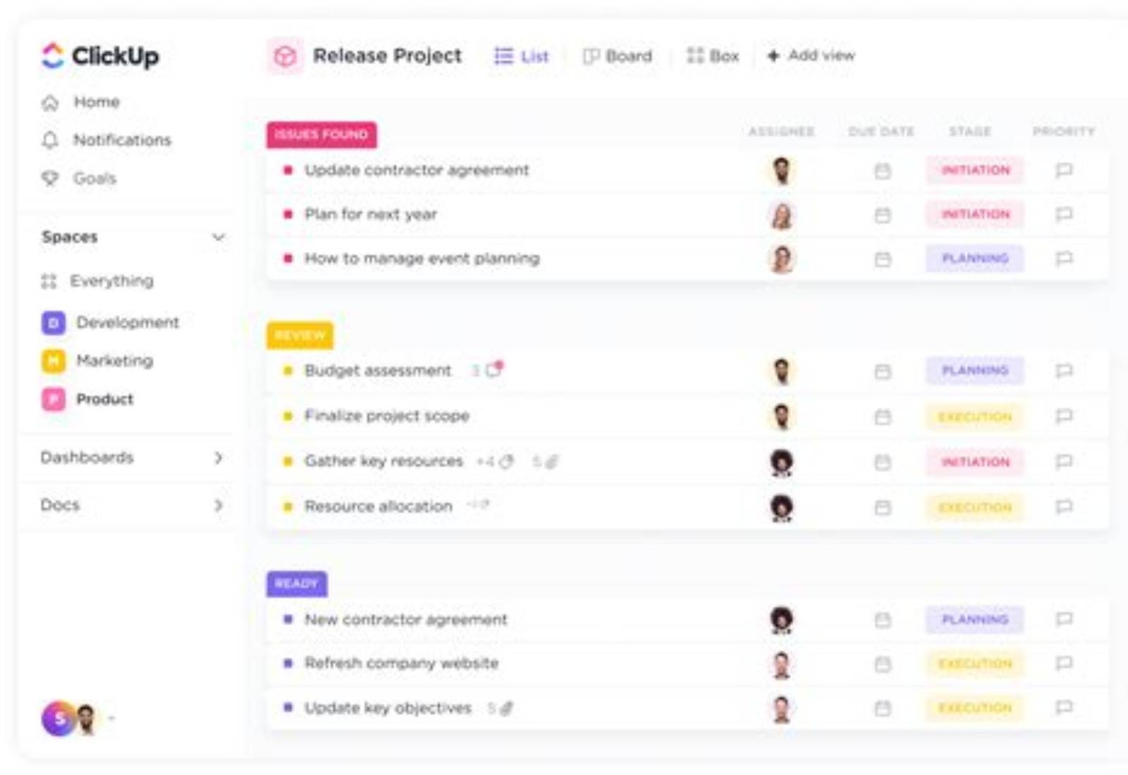 ClickUp product screen: 1940 × 1308