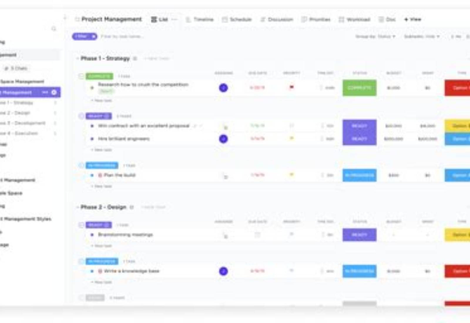 ClickUp product screen: 1220 × 660
