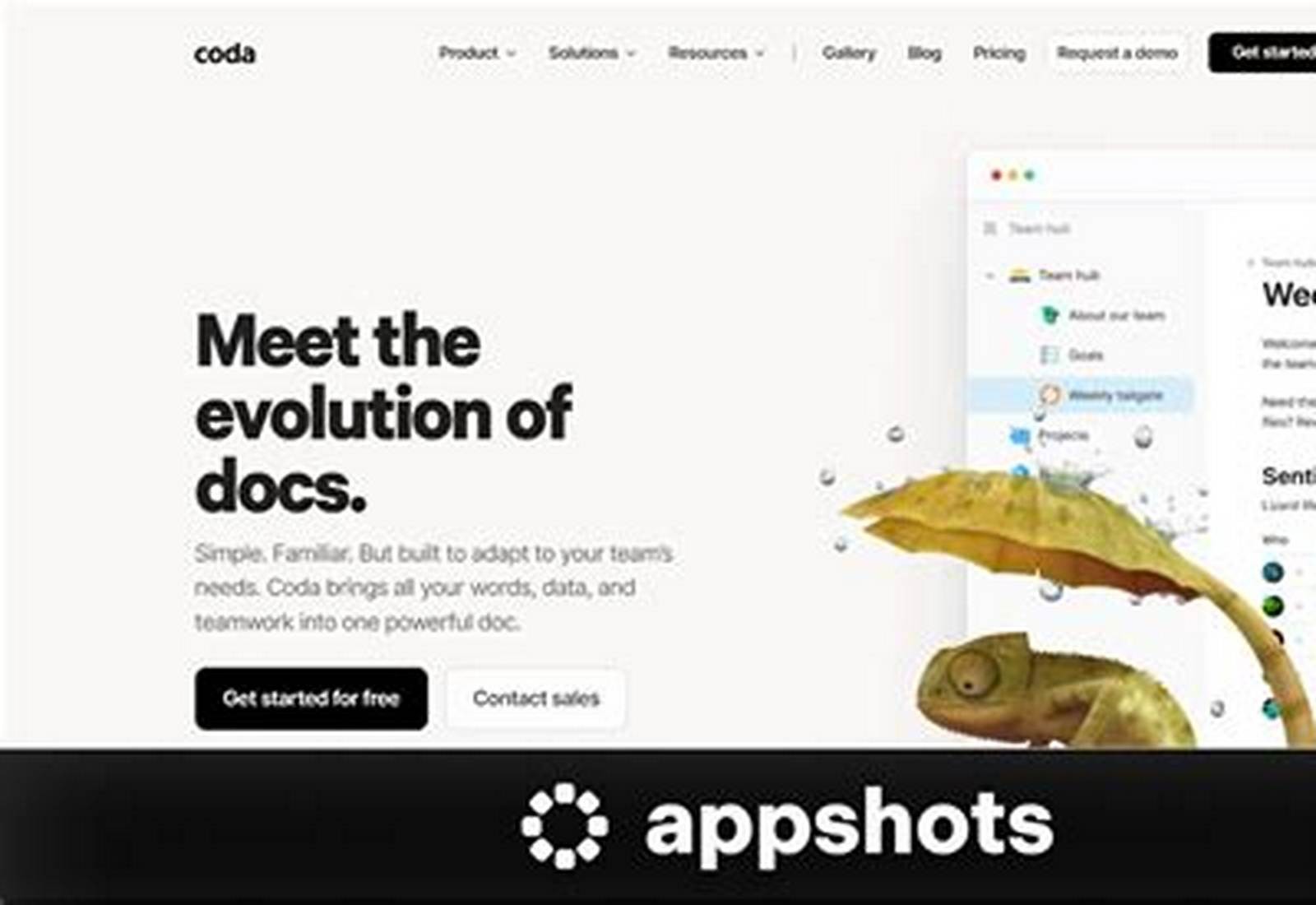 Coda product screen: 1412 × 822