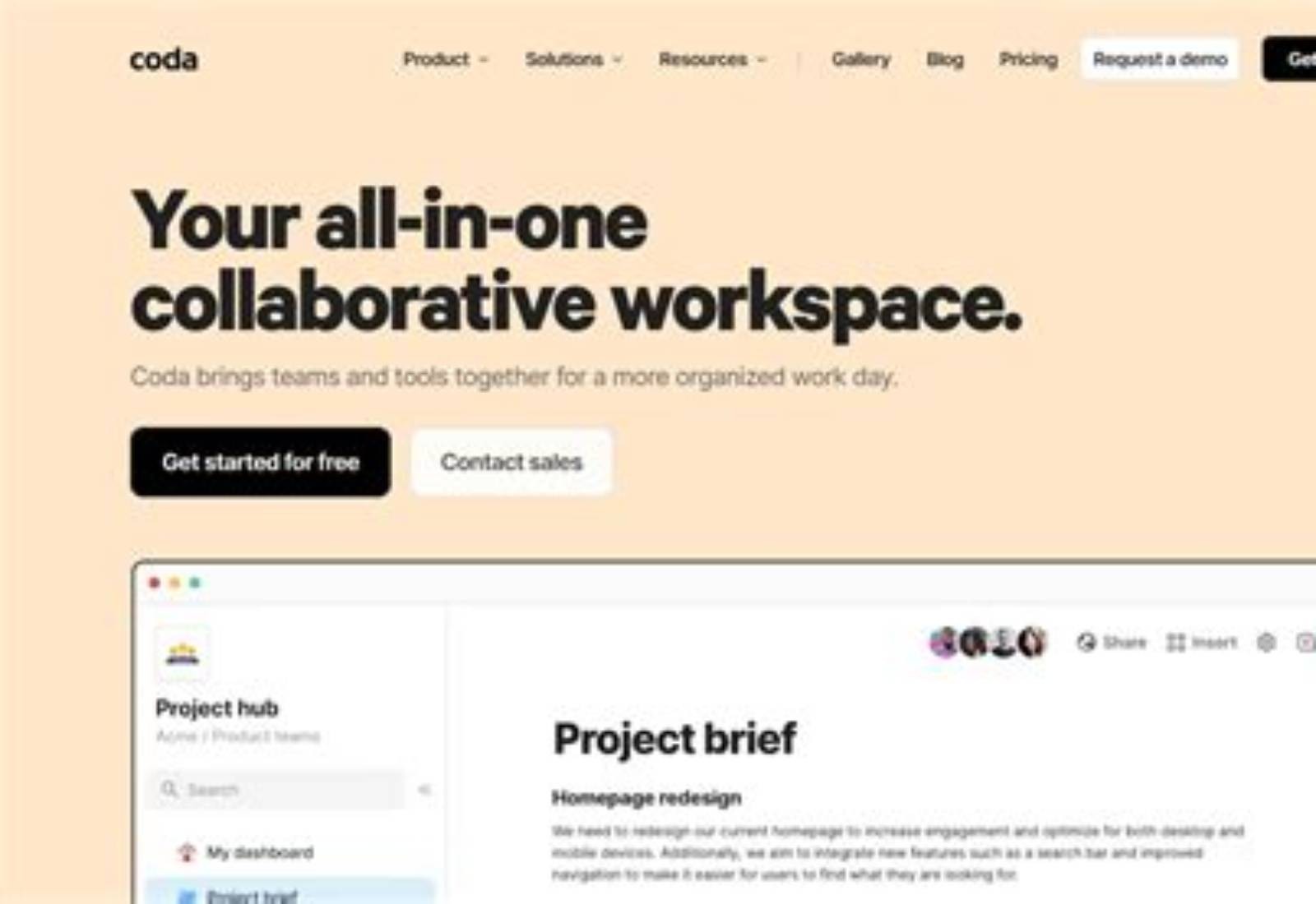 Coda product screen: 1366 × 800