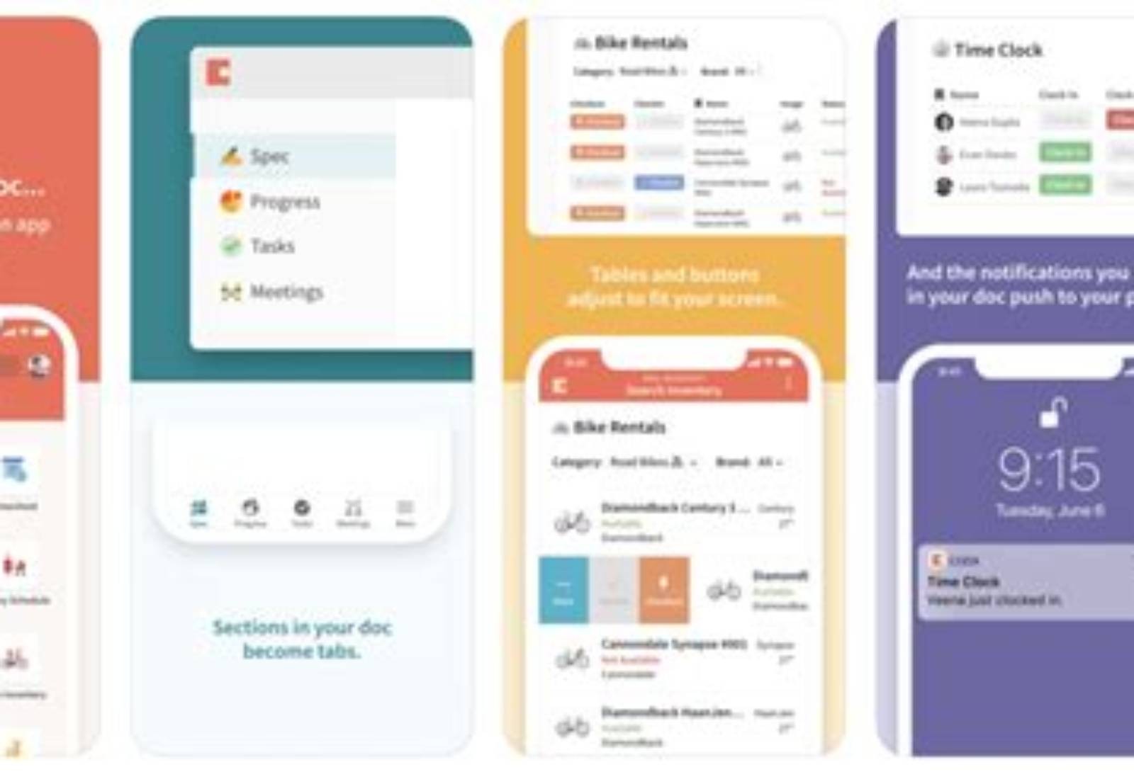 Coda product screen: 1100 × 572