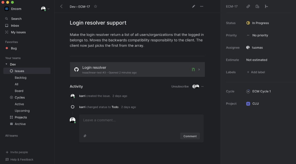 Linear product screen: Linear – The issue tracking tool you'll enjoy using | Issue tracking ...