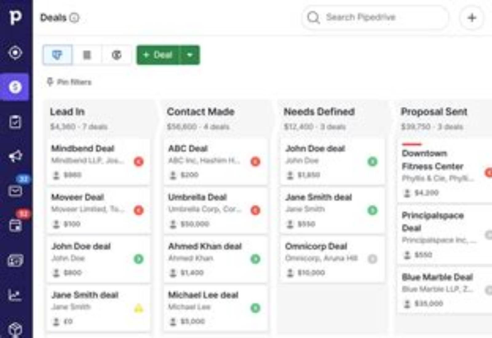 Pipedrive product screen: 1889 × 854