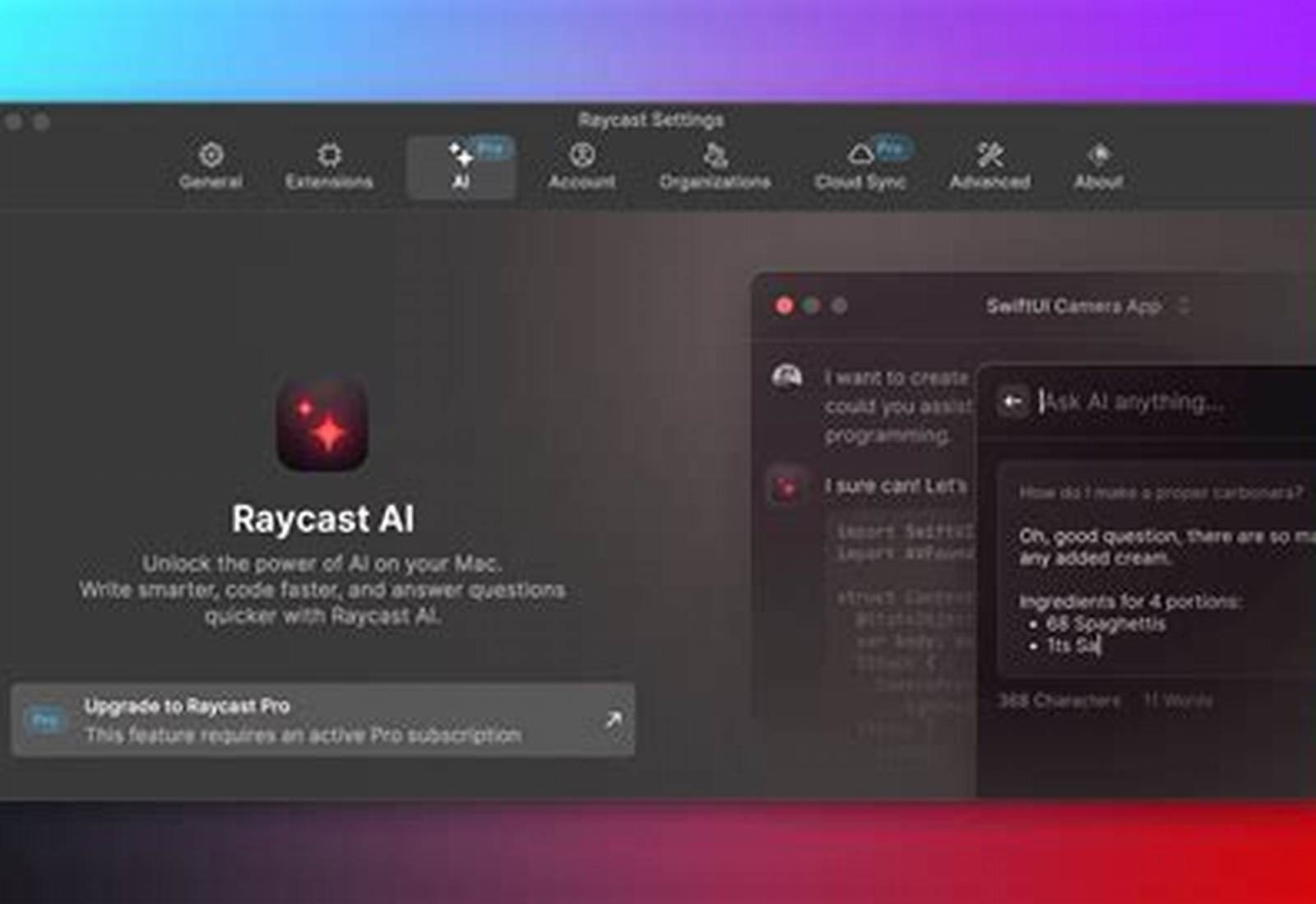 Raycast product screen: 2048 × 1176
