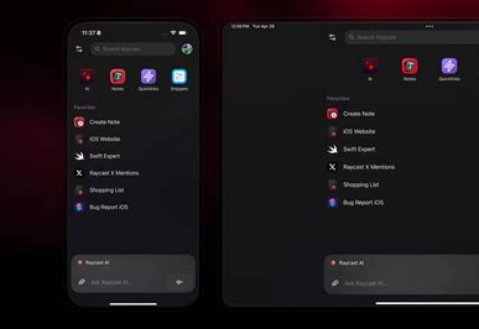 Raycast product screen: 2048 × 1152