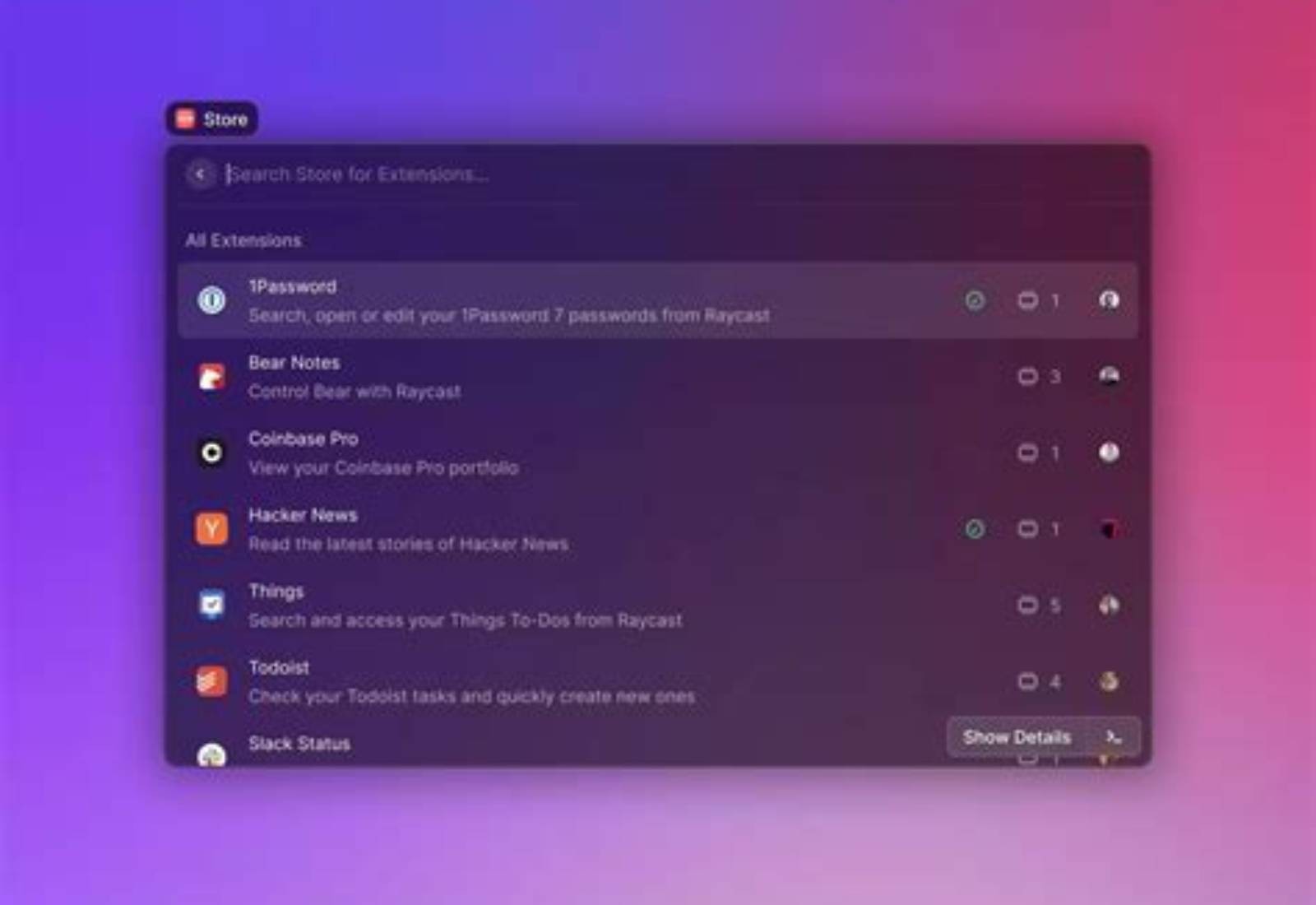 Raycast product screen: 2560 × 1920