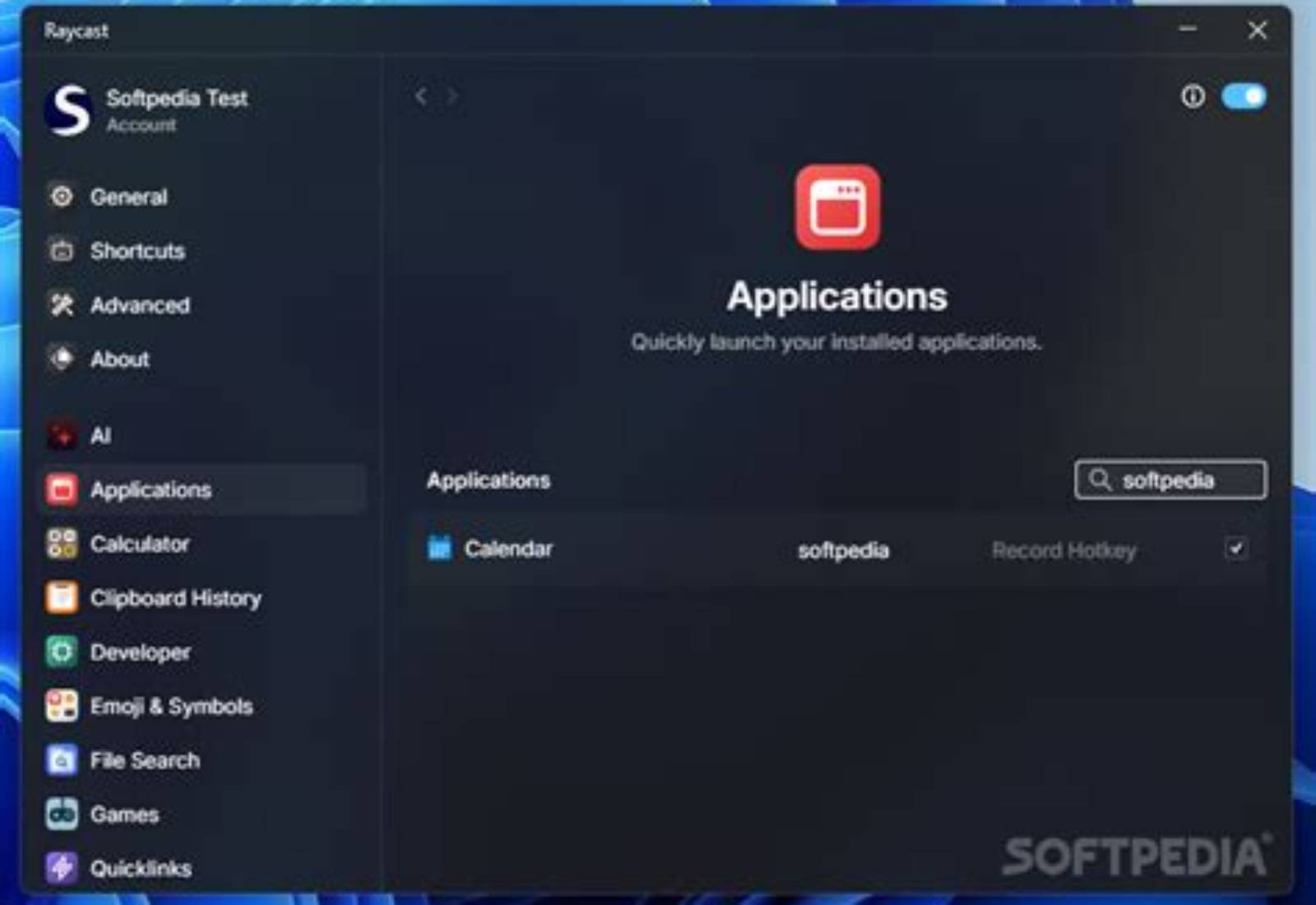 Raycast product screen: 474 × 336