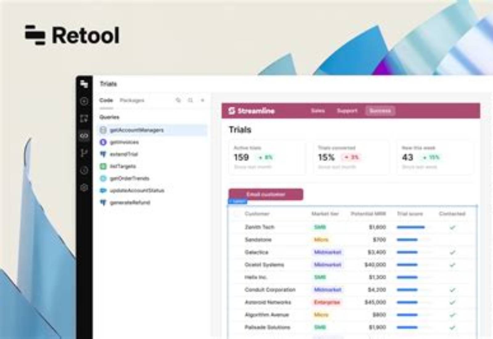 Retool product screen: 1920 × 1080