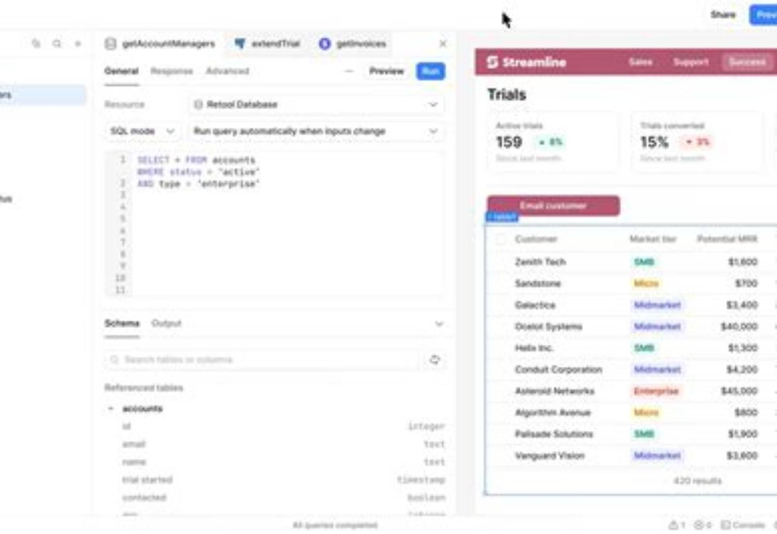 Retool product screen: 2560 × 1440