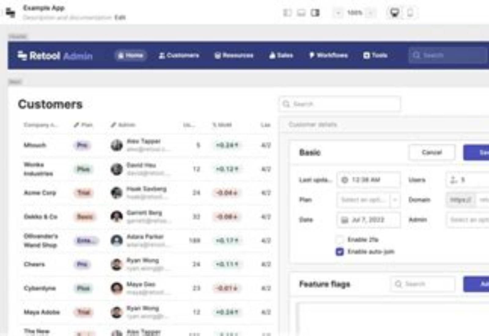 Retool product screen: 1280 × 600