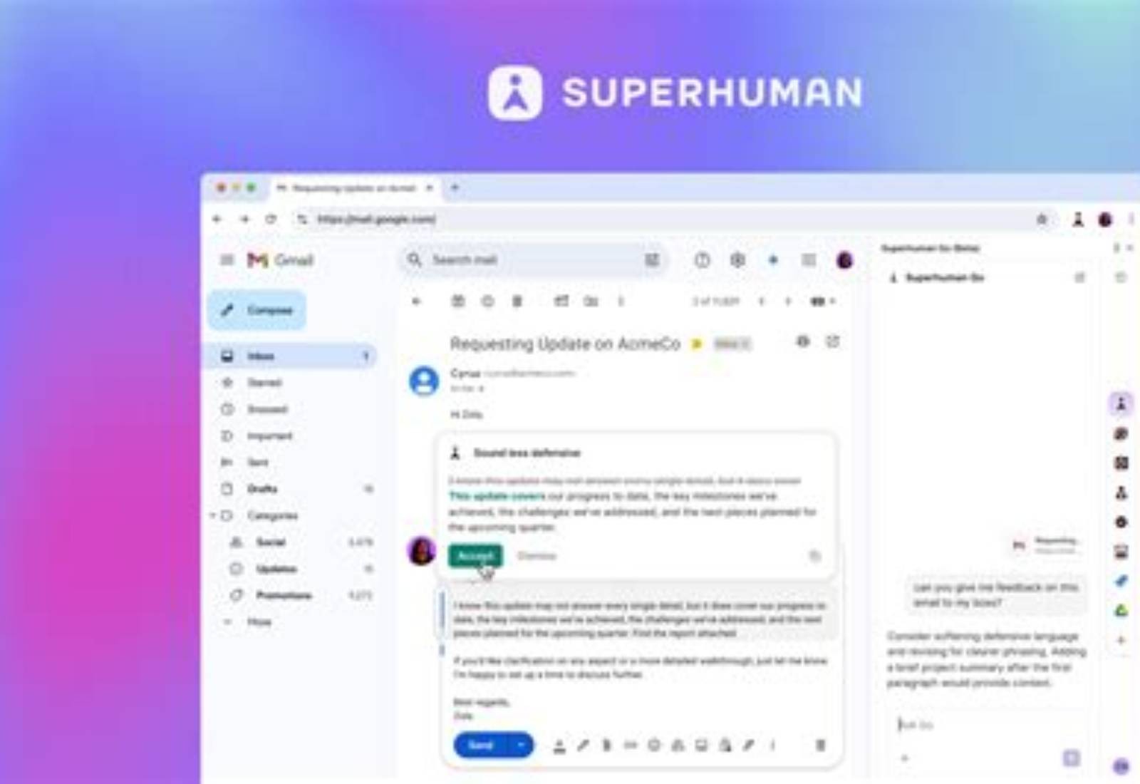 Superhuman product screen: 474 × 266