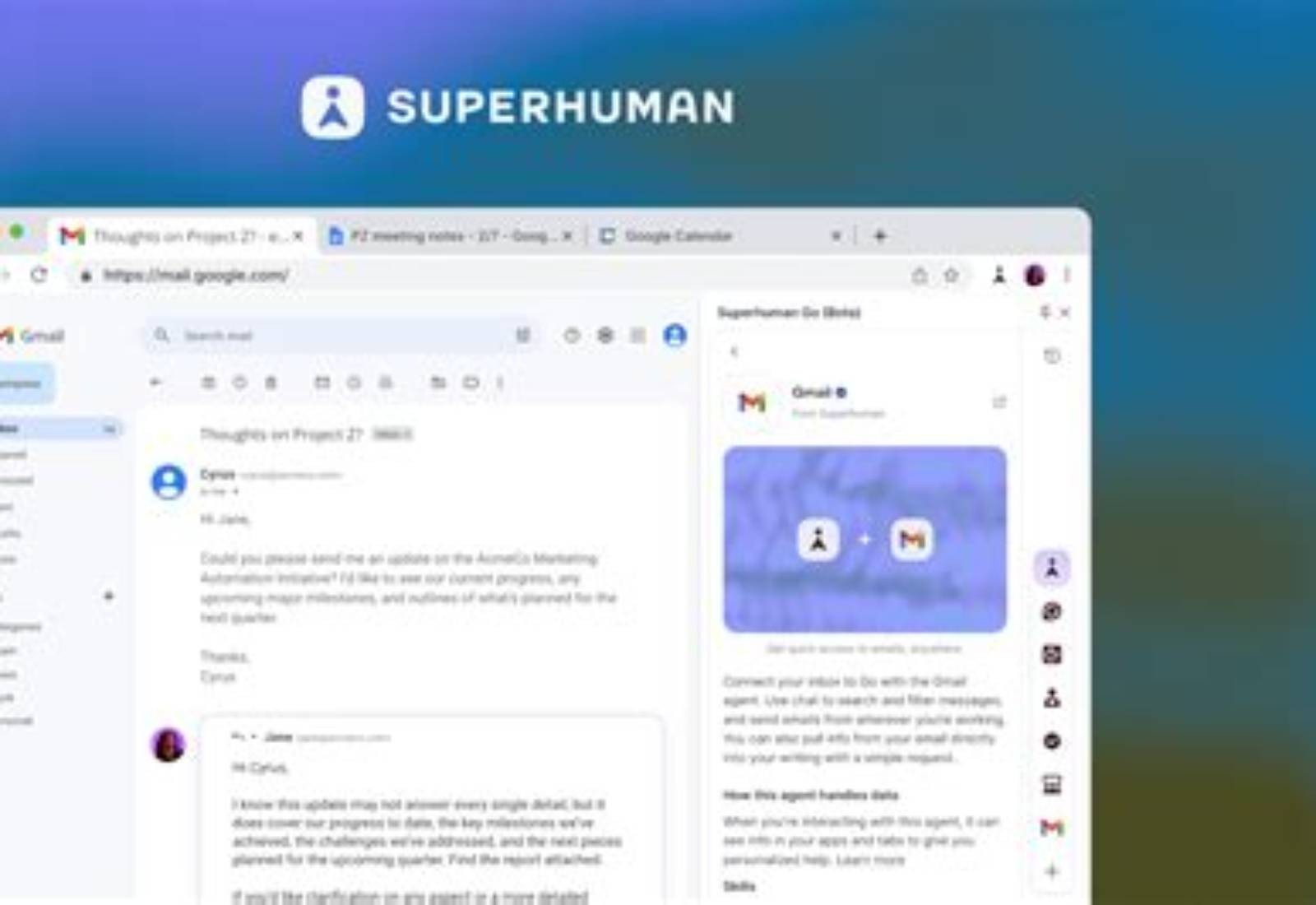 Superhuman product screen: 474 × 266