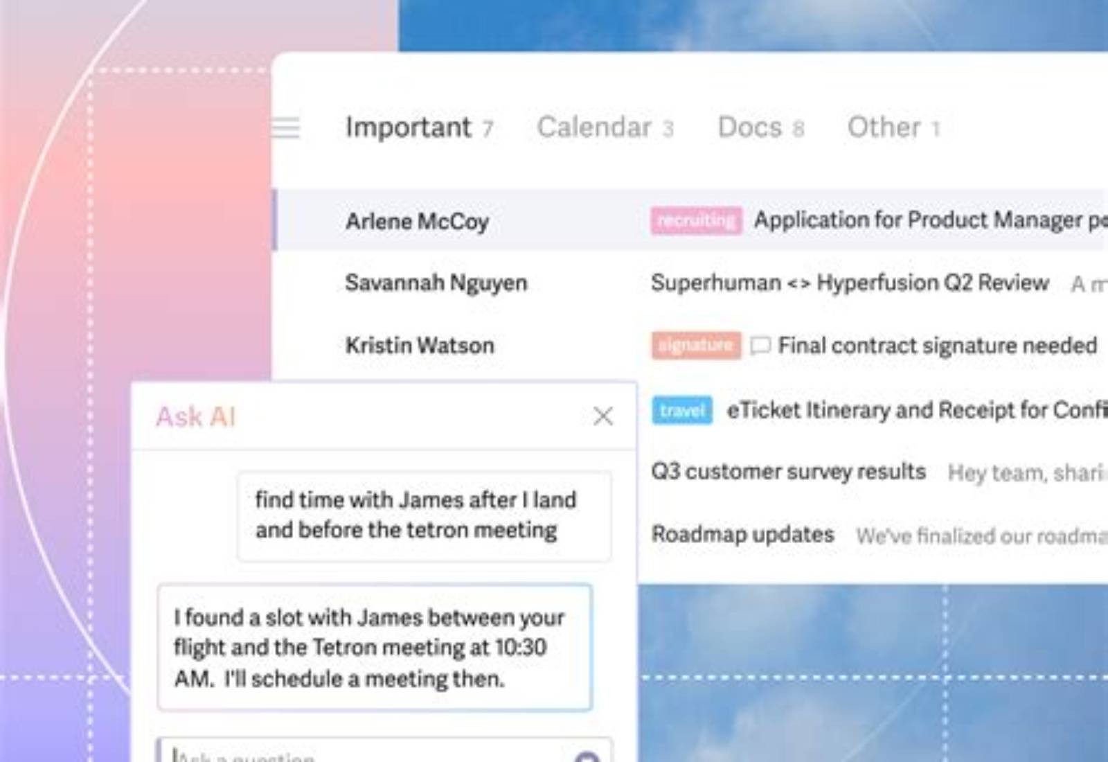 Superhuman product screen: 1336 × 1358