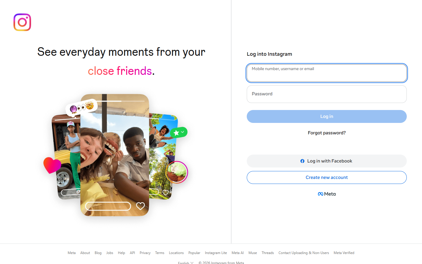 Instagram website, captured 1 Oct 2026